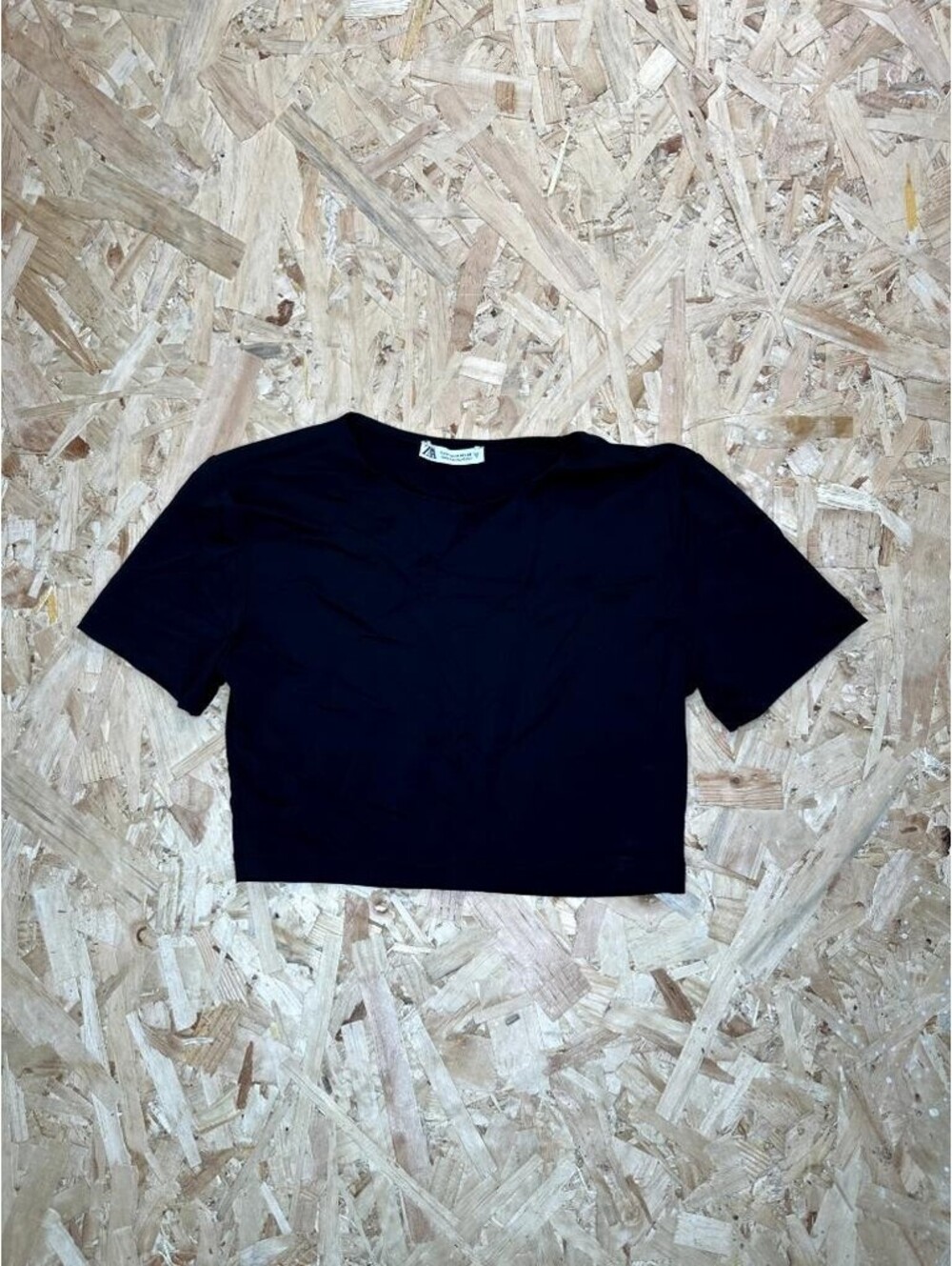 Zara Womens Crop Top Size M Black Short Sleeve Crew Neck Stretch Tee